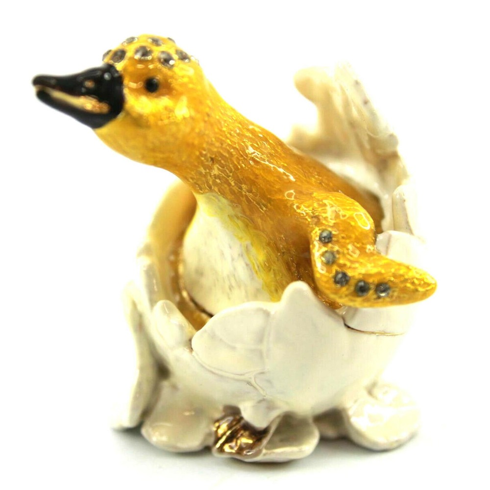 Ciel Collectables Trinket Box Enamel & Rhinestone Yellow Hatching Baby Chicken